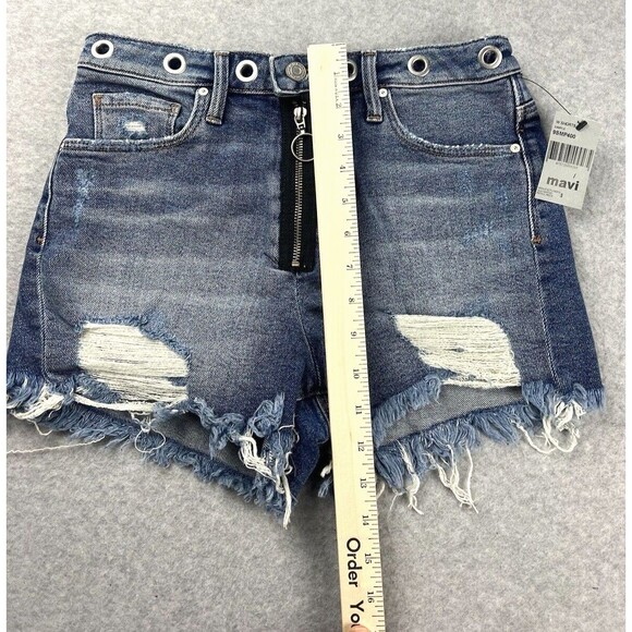 Mavi Claire Shorts Womens 27 Blue Denim High Rise Distressed Cut Off NWT - Picture 10 of 16